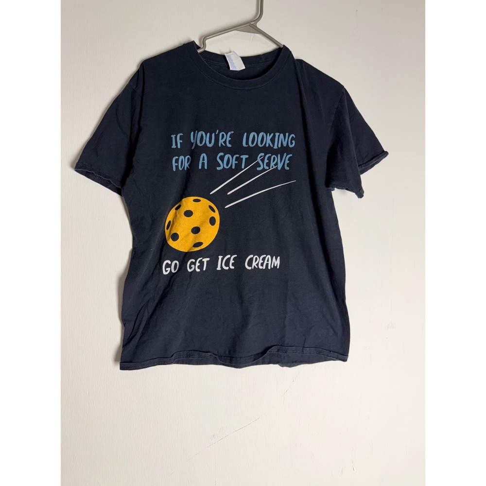 Pickleball Graphic Tee Mens Medium Black Soft Serve Funny T-Shirt